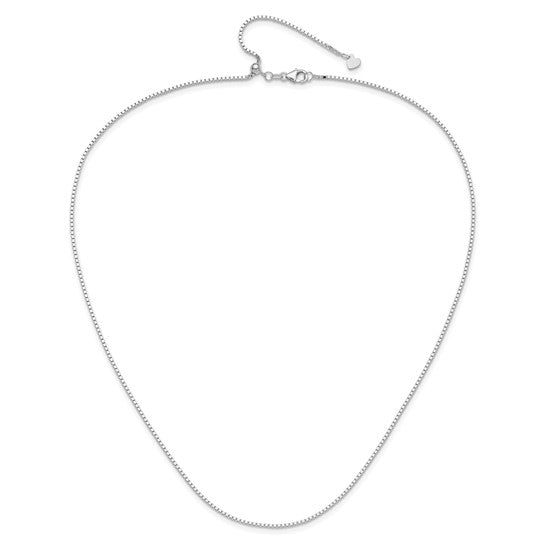 14KT White Gold Adjustable 1.2mm Box Chain