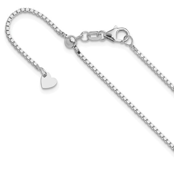 14KT White Gold Adjustable 1.2mm Box Chain