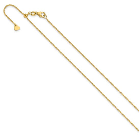 14KT Yellow Gold Adjustable 1.25mm Flat Cable Chain