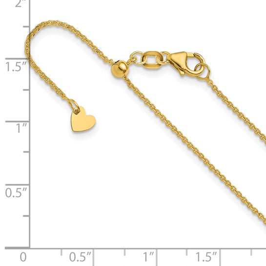 14KT Yellow Gold Adjustable 1.25mm Flat Cable Chain