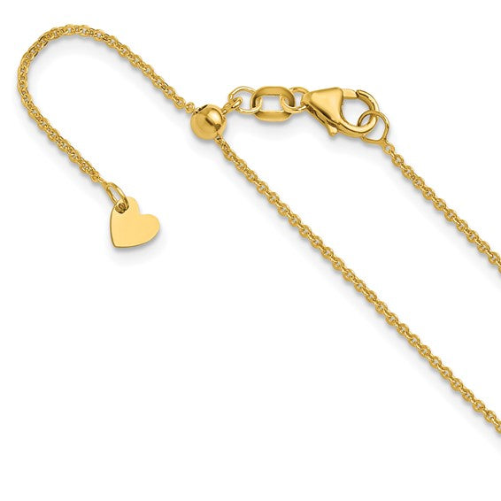 14KT Yellow Gold Adjustable 1.25mm Flat Cable Chain
