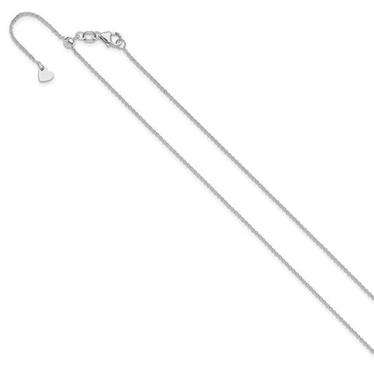 14KT White Gold Adjustable 1.25mm Flat Cable Chain