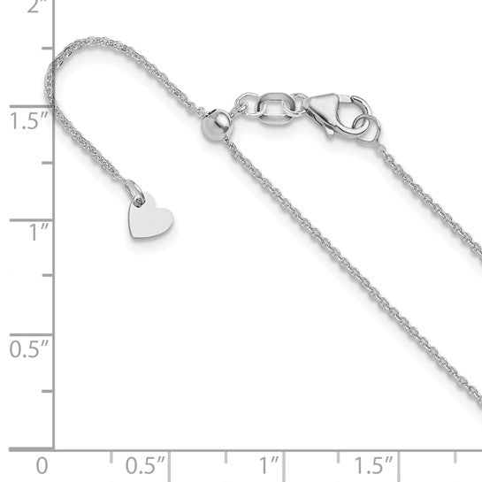 14KT White Gold Adjustable 1.25mm Flat Cable Chain