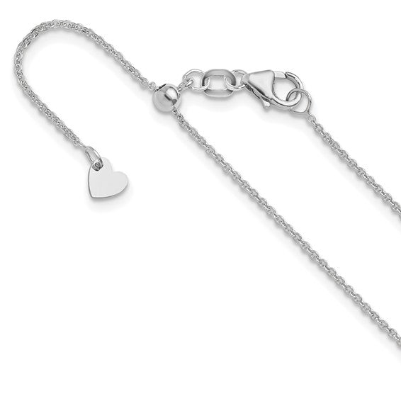 14KT White Gold Adjustable 1.25mm Flat Cable Chain