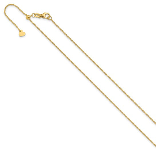 14KT Yellow Gold Adjustable 1.1mm Round Cable Chain