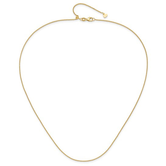 14KT Yellow Gold Adjustable 1.1mm Round Cable Chain