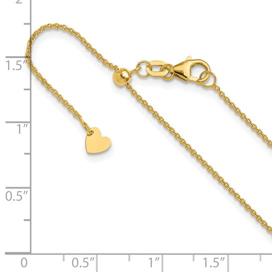 14KT Yellow Gold Adjustable 1.1mm Round Cable Chain