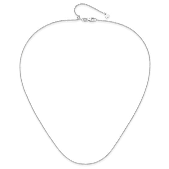14kt White Gold Adjustable 1.1mm Round Cable Chain