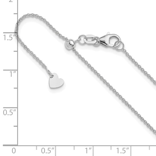 14kt White Gold Adjustable 1.1mm Round Cable Chain
