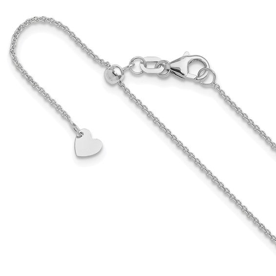 14kt White Gold Adjustable 1.1mm Round Cable Chain