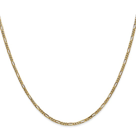 14KT Yellow Gold 1.8mm Flat Figaro Chain