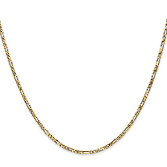 14KT Yellow Gold 1.8mm Flat Figaro Chain