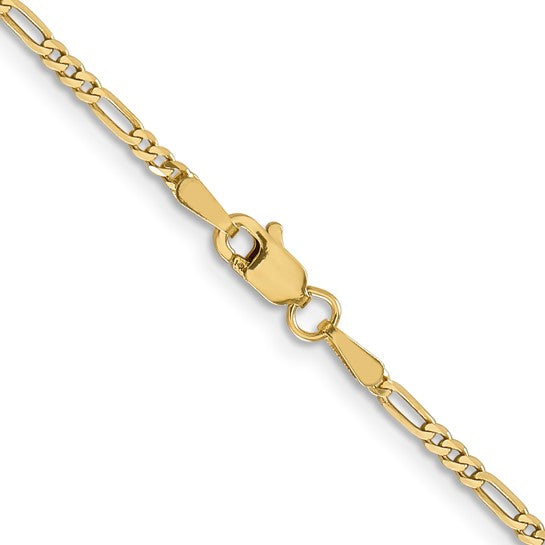 14KT Yellow Gold 1.8mm Flat Figaro Chain
