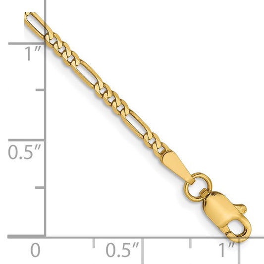 14KT Yellow Gold 1.8mm Flat Figaro Chain Anklet