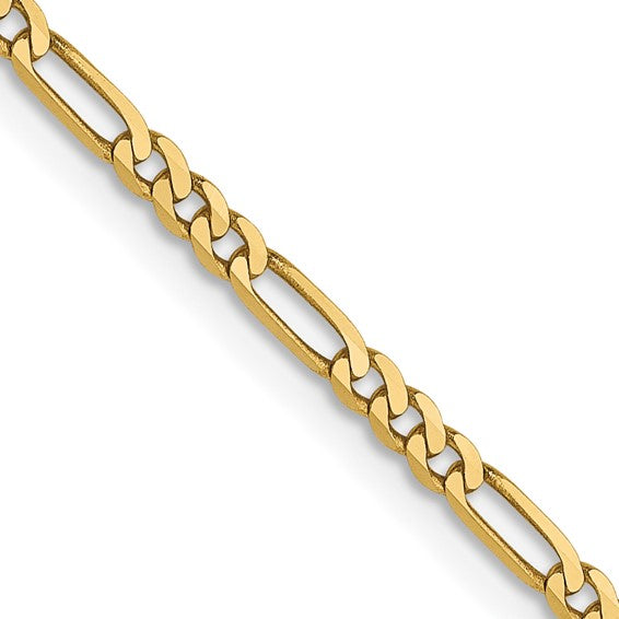 14KT Yellow Gold 1.8mm Flat Figaro Chain