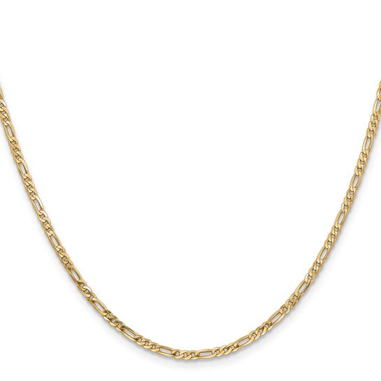 14KT Yellow Gold 2.25mm Flat Figaro Chain