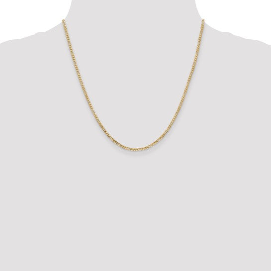 14KT Yellow Gold 2.25mm Flat Figaro Chain