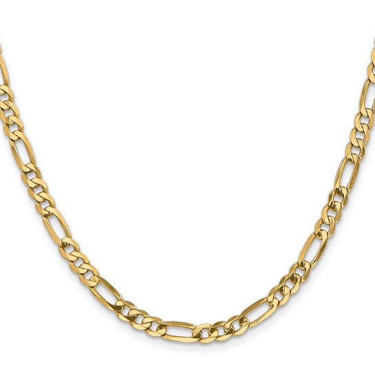 14KT Yellow Gold 5mm Flat Figaro Chain