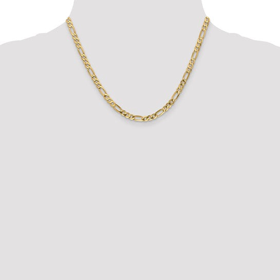 14KT Yellow Gold 5mm Flat Figaro Chain