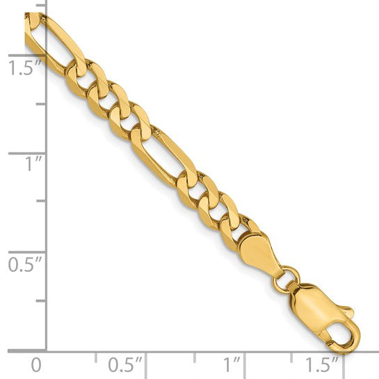 14KT Yellow Gold 5mm Flat Figaro Chain