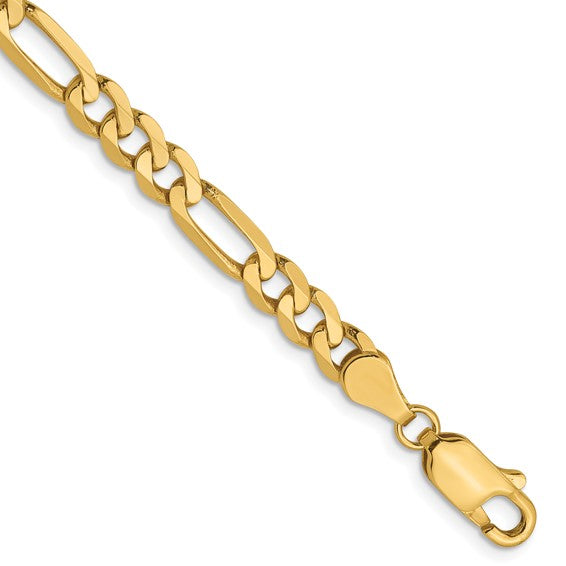 14KT Yellow Gold 5mm Flat Figaro Chain