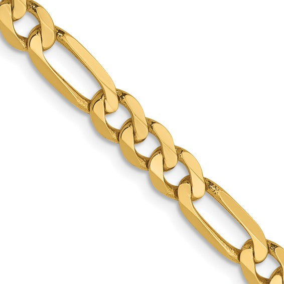 14KT Yellow Gold 5mm Flat Figaro Chain