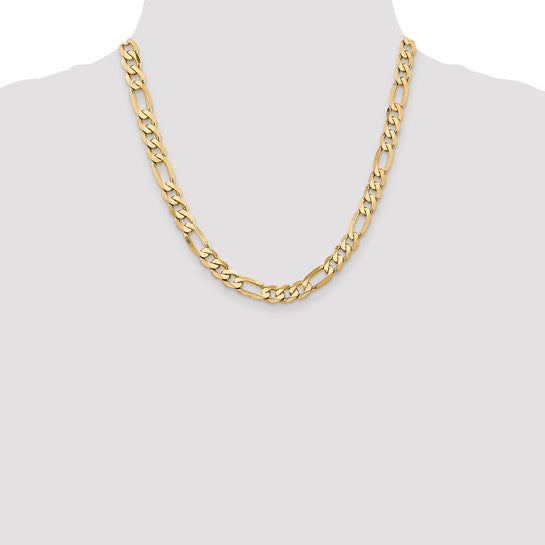 14kt Yellow Gold 7.5mm Flat Figaro Chain
