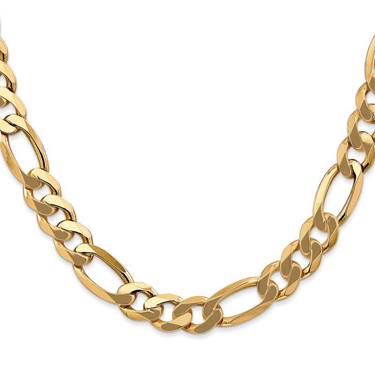 14KT Yellow Gold 10mm Flat Figaro Chain