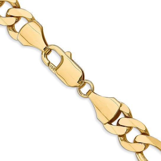 14KT Yellow Gold 8.75mm Flat Figaro Chain