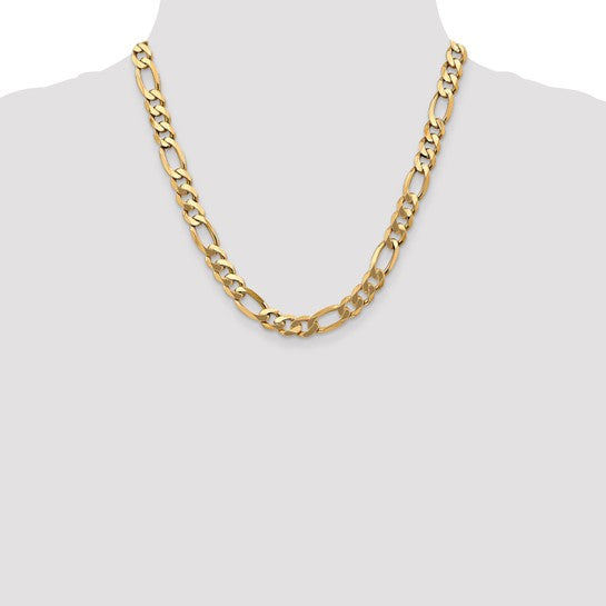 14KT Yellow Gold 8.75mm Flat Figaro Chain