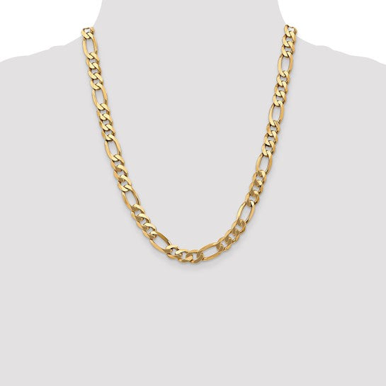 14KT Yellow Gold 8.75mm Flat Figaro Chain