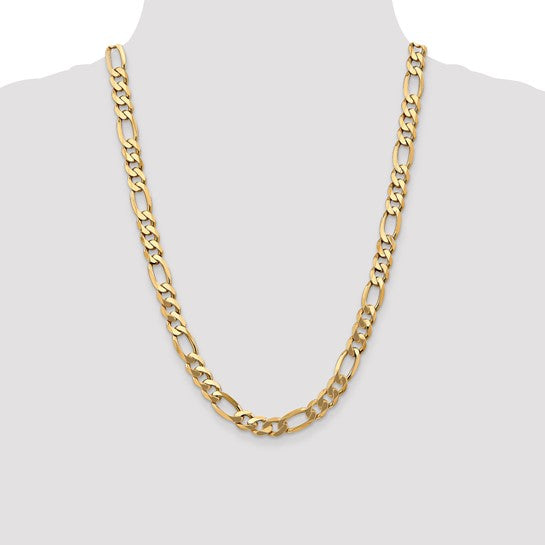 14KT Yellow Gold 8.75mm Flat Figaro Chain