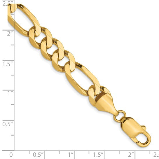 14KT Yellow Gold 8.75mm Flat Figaro Chain