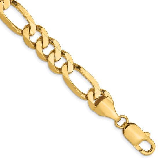 14KT Yellow Gold 8.75mm Flat Figaro Chain