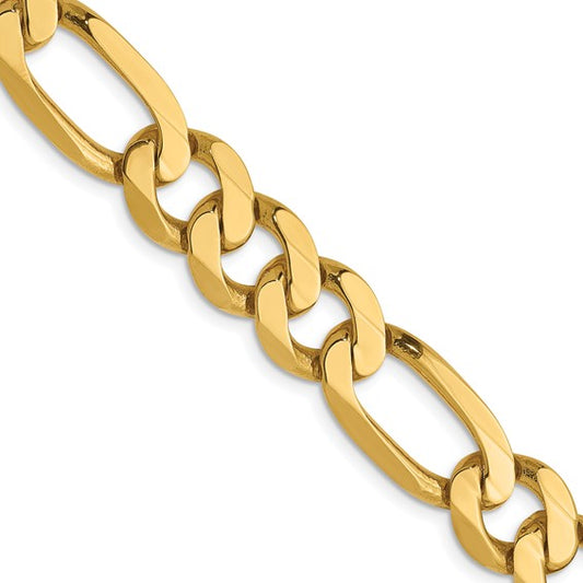 14KT Yellow Gold 8.75mm Flat Figaro Chain