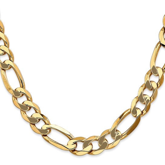 14KT Yellow Gold 10mm Flat Figaro Chain