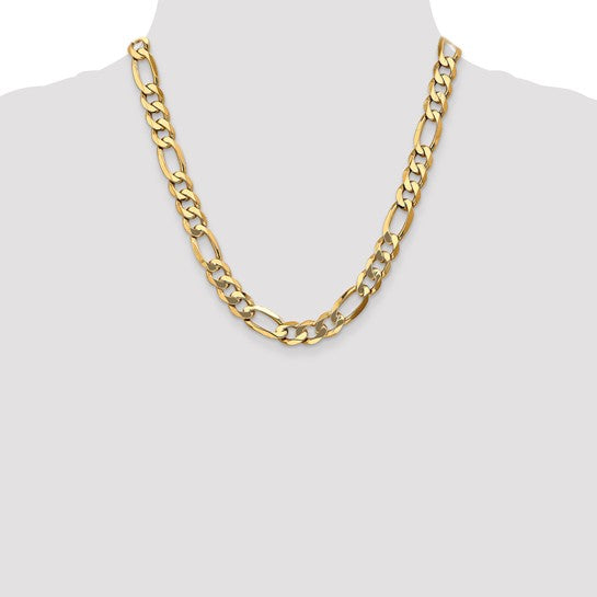14KT Yellow Gold 10mm Flat Figaro Chain