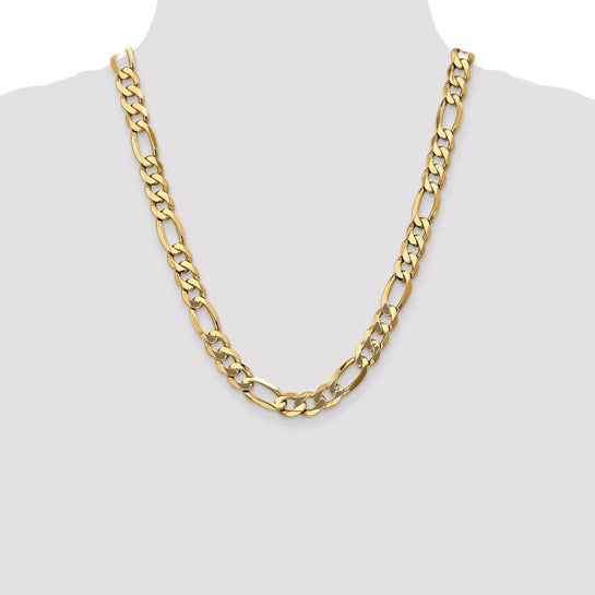 14KT Yellow Gold 10mm Flat Figaro Chain