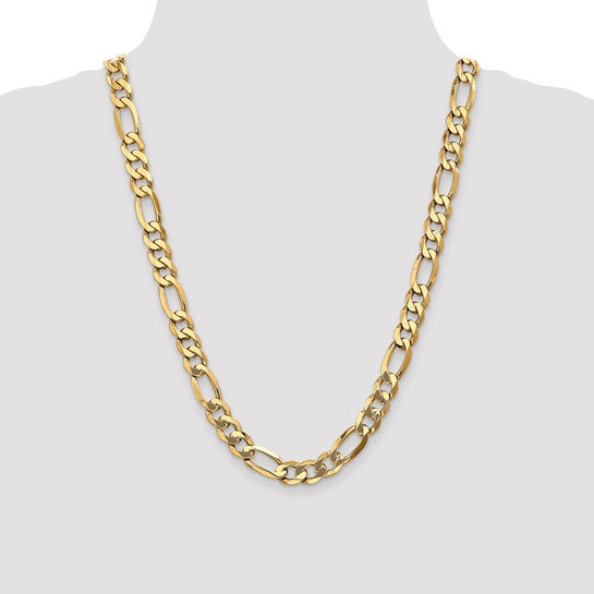 14KT Yellow Gold 10mm Flat Figaro Chain