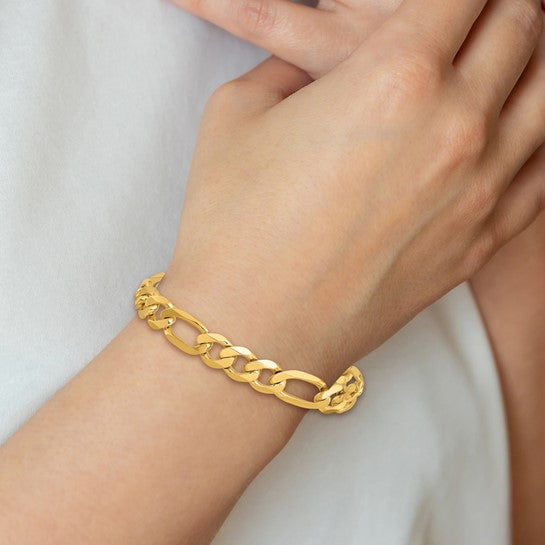 14KT Yellow Gold 10mm Flat Figaro Chain