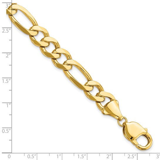 14KT Yellow Gold 10mm Flat Figaro Chain