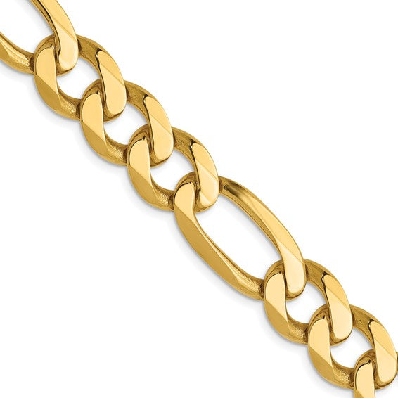 14KT Yellow Gold 10mm Flat Figaro Chain