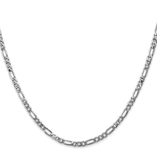 14KT White Gold 3mm Flat Figaro Chain