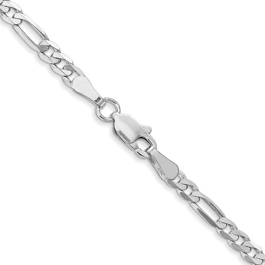 14KT White Gold 3mm Flat Figaro Chain