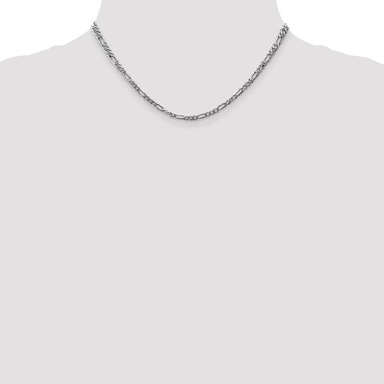 14KT White Gold 3mm Flat Figaro Chain