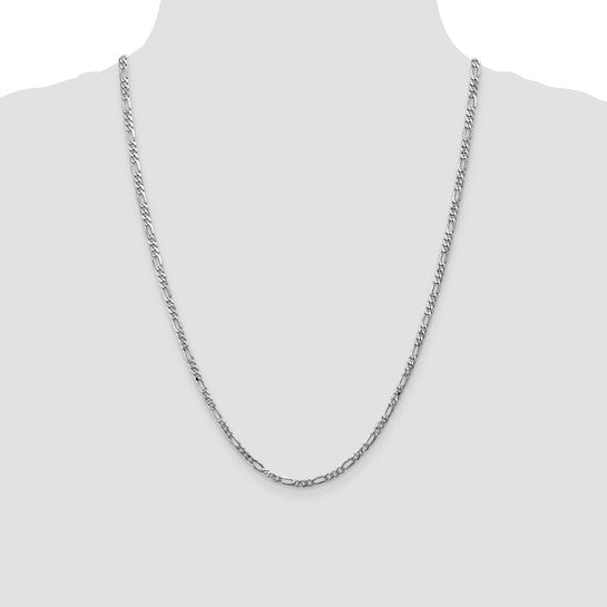14KT White Gold 3mm Flat Figaro Chain