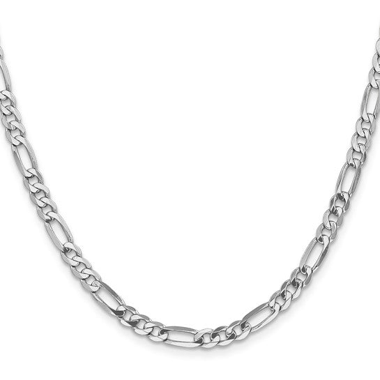 14kt White Gold 5mm Flat Figaro Chain