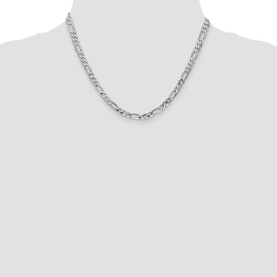 14KT White Gold 5mm Flat Figaro Chain