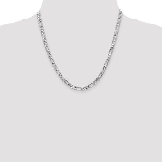 14kt White Gold 5mm Flat Figaro Chain