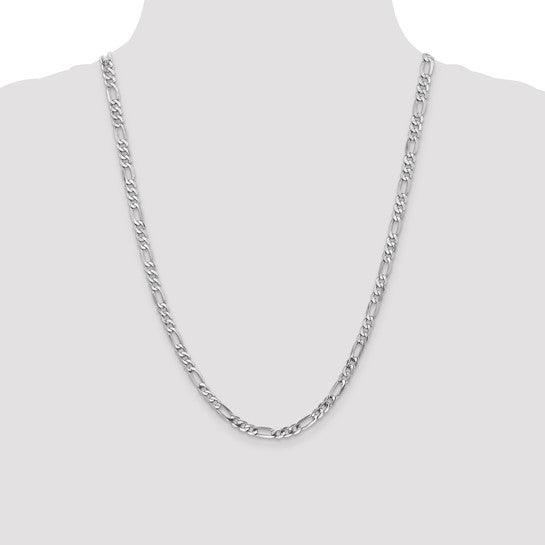 14KT White Gold 5mm Flat Figaro Chain